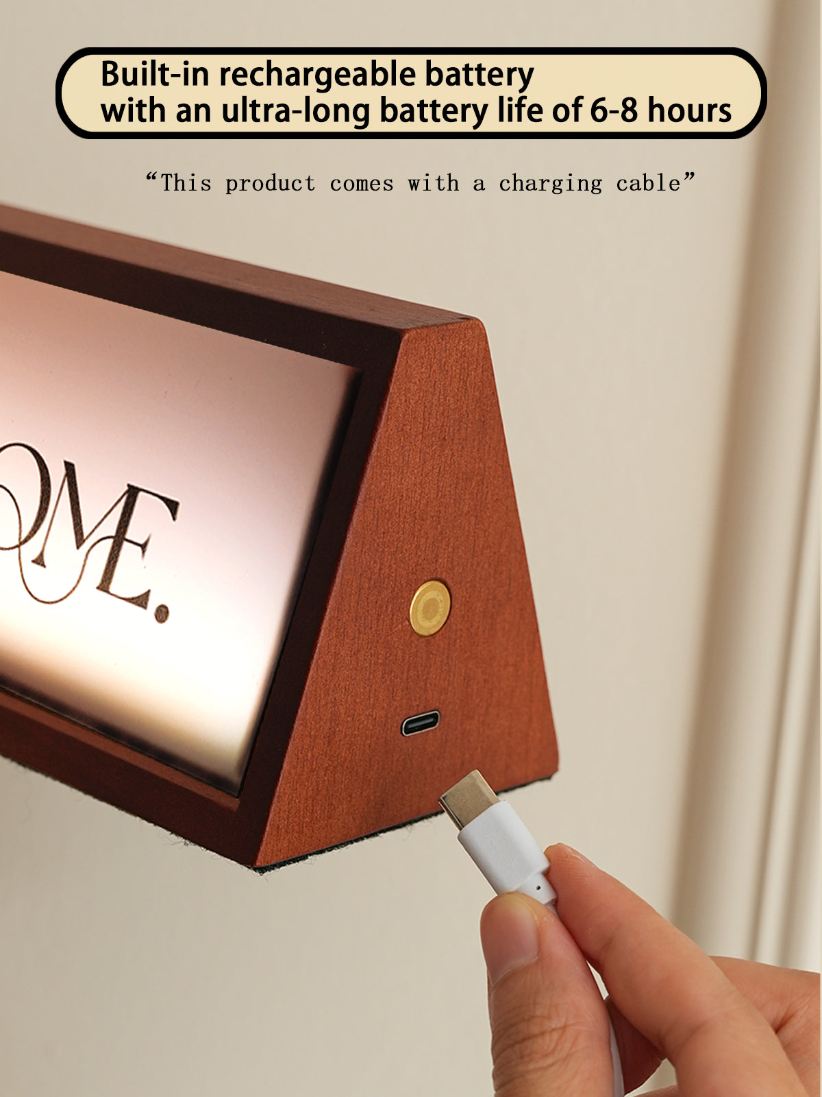 Charging Wooden Light Box for Entryway & Coffee Corner: Warm Ambiance, Reusable, Home Decor，Perfect for Gifts
