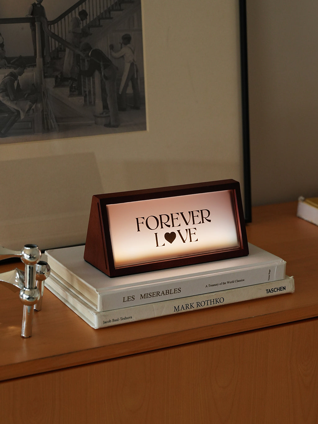Charging Wooden Light Box for Entryway & Coffee Corner: Warm Ambiance, Reusable, Home Decor，Perfect for Gifts