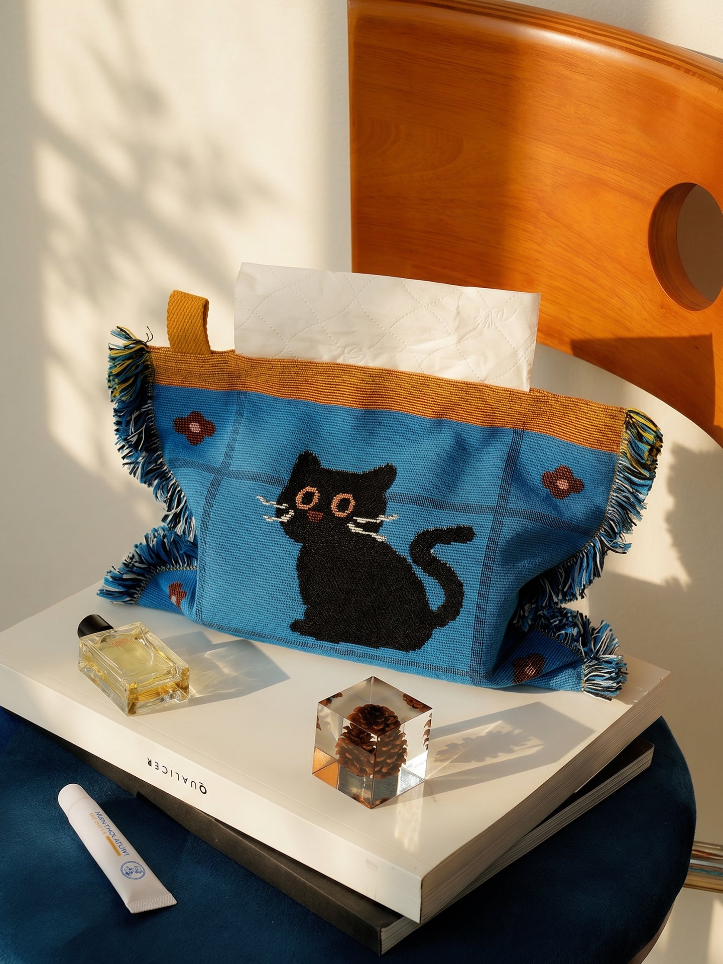 Cute Knitted Jacquard Tissue Box Cover - Soft Tissue Holder & Pouch