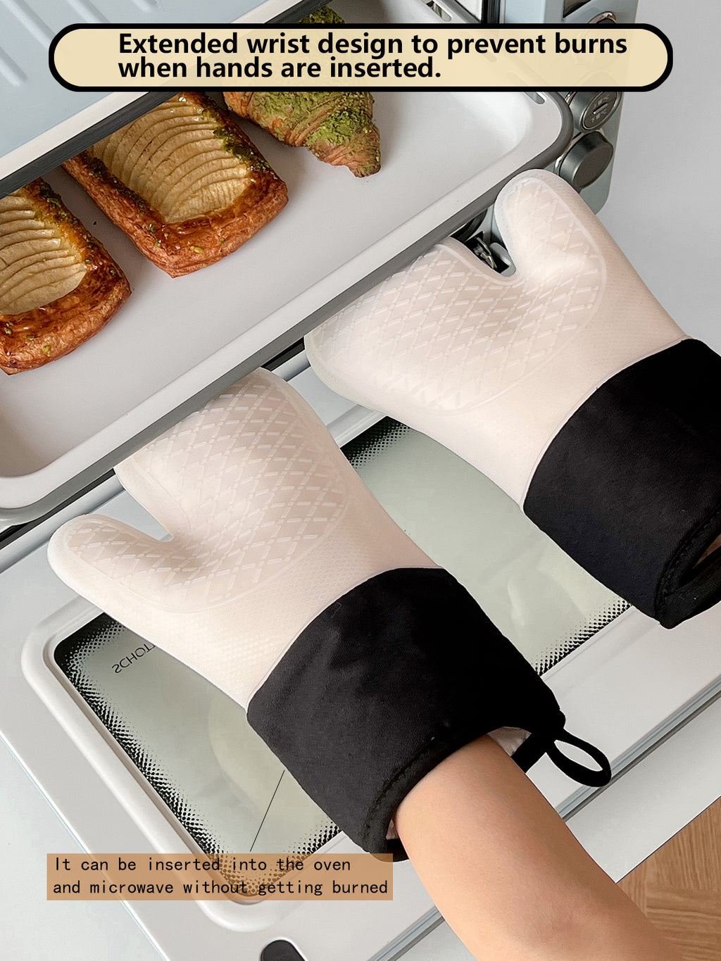 Kitchen Baking Silicone Gloves, Heat-Resistant High-Temperature Oven Gloves, Thickened Microwave-Specific Gloves