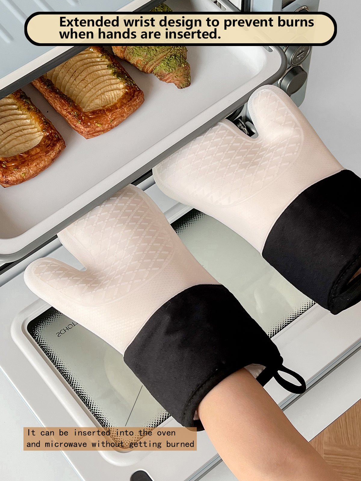 Kitchen Baking Silicone Gloves, Heat-Resistant High-Temperature Oven Gloves, Thickened Microwave-Specific Gloves