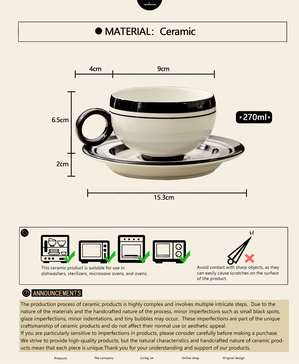 Ceramic Coffee and Tea Mug – Cute Cup and Saucer Perfect for Coffee Lovers Gifts and Kitchen Essentials