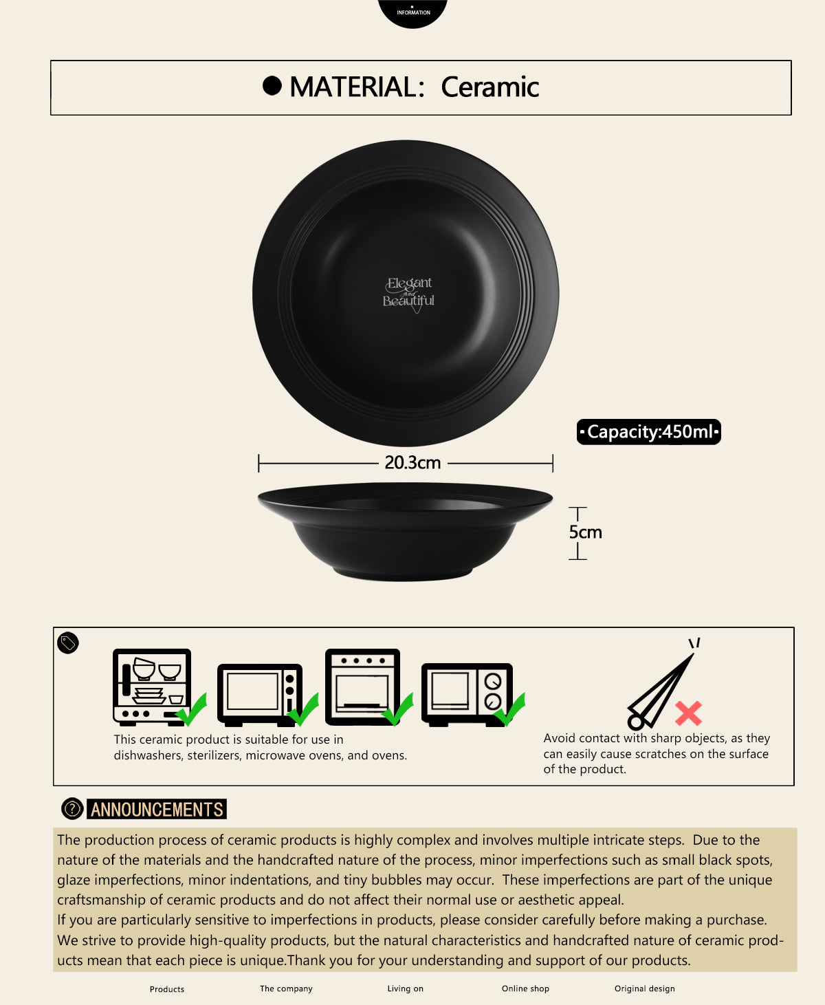 8" Pasta Bowl, Premium Glossy Black Ceramic. Suitable for dessert, salad, breakfast, cereal, and soup. Dishwasher and microwave safe.Ideal for Michelin-level presentation.