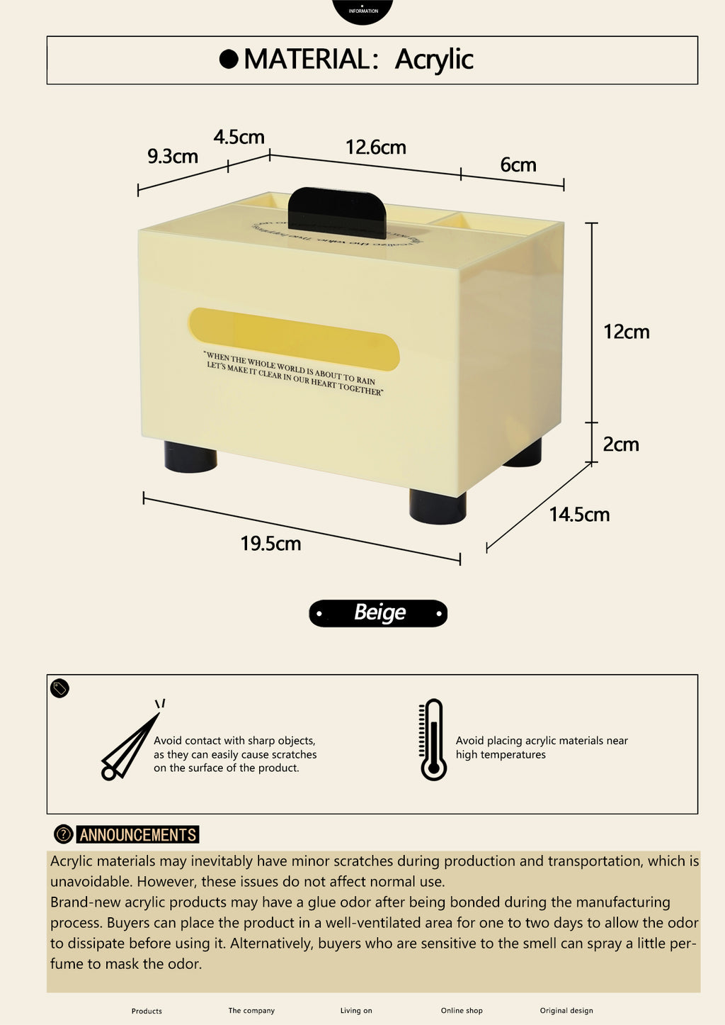 Acrylic Desktop Tissue Box & Organizer