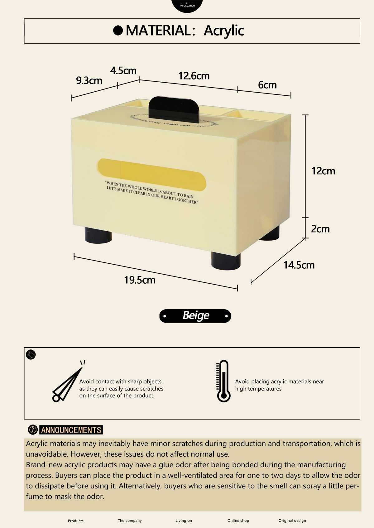 Acrylic Desktop Tissue Box & Organizer