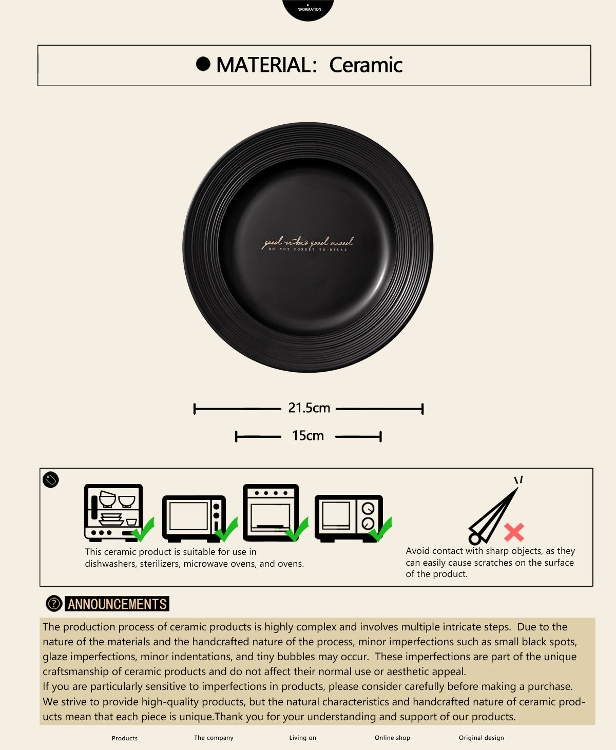 8.4" Dinner Plates with Relief Patterns, For Dessert, Salad, Appetizer, Small Lunch, Breakfast,Steak, Stylish Matte Black Ceramic Plates, Dishwasher and Microwave Safe