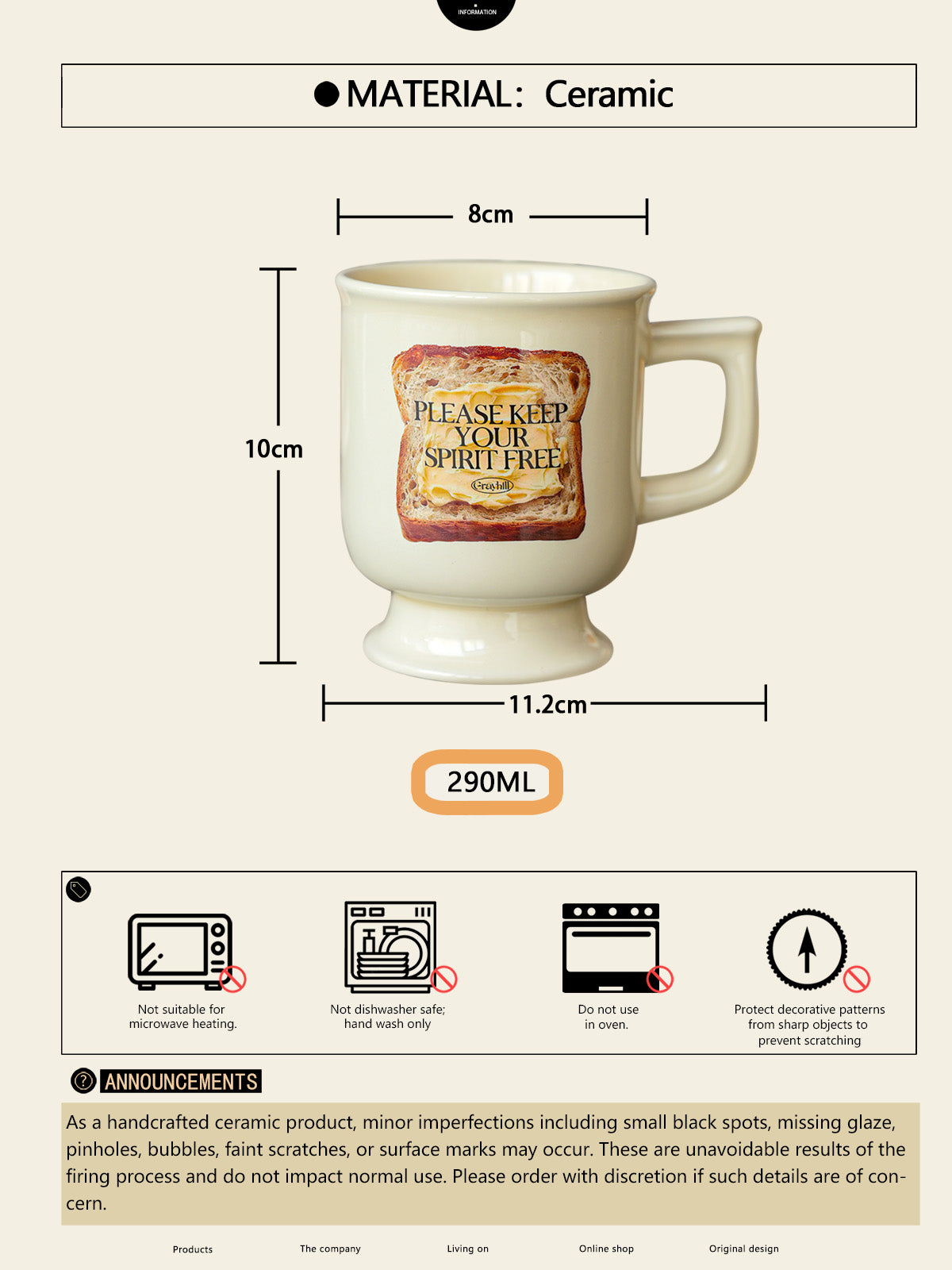 Toast Pattern Ceramic Mug / Coffee Cup