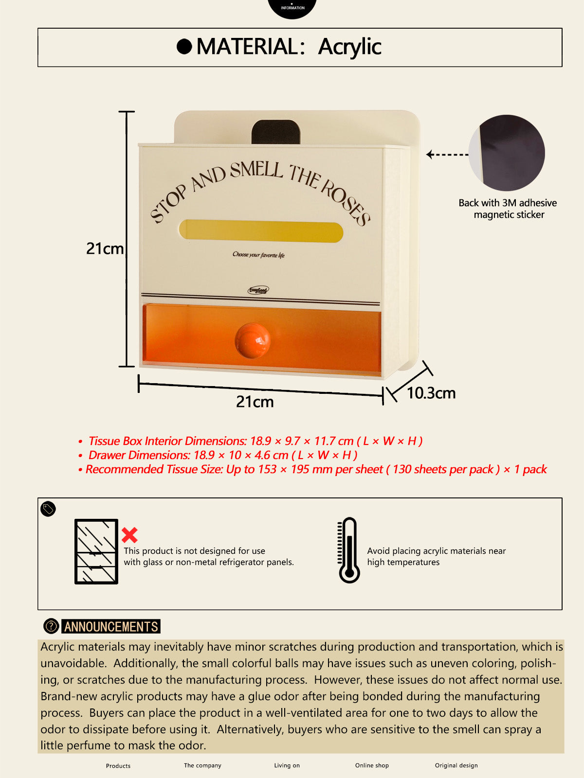 Acrylic Magnetic Organizer Box，Tissue Box