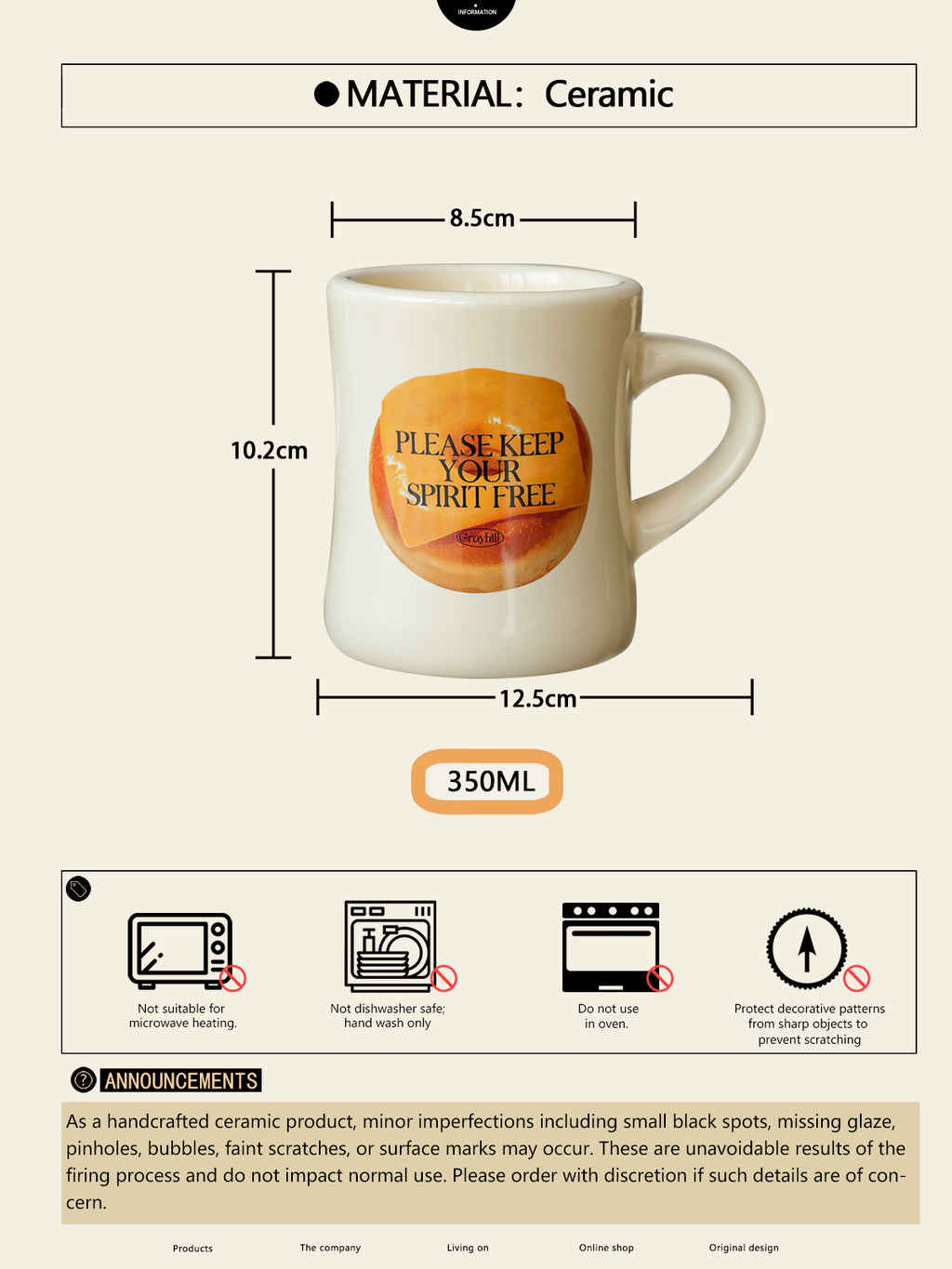 Bagel Pattern Ceramic Mug / Coffee Cup