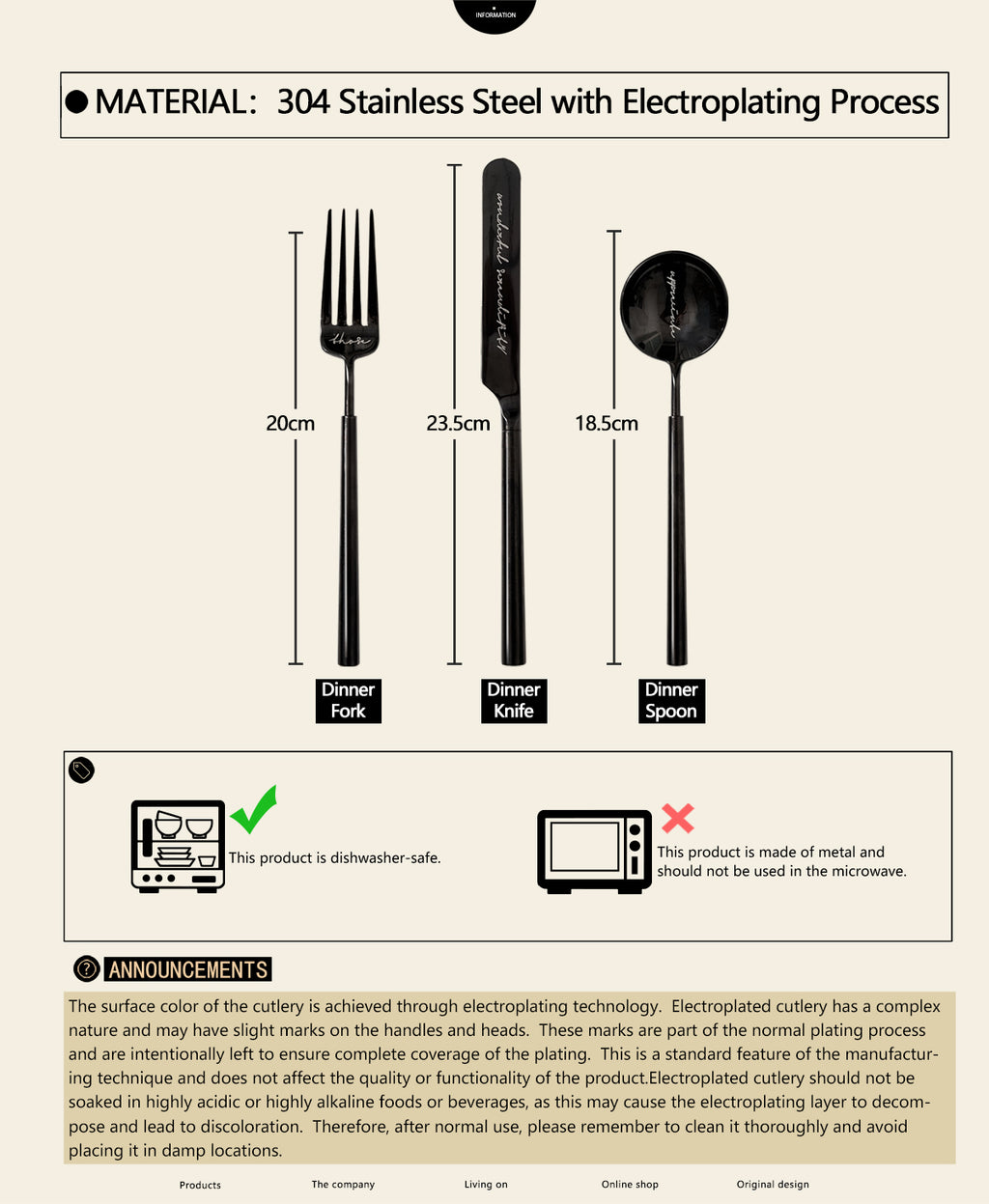 Premium & Unique Flatware Set - Black Polished Stainless Steel Utensils Service For 3, with Dinner Knife, Dinner Spoon, Dinner Fork, 3 Piece Place Setting