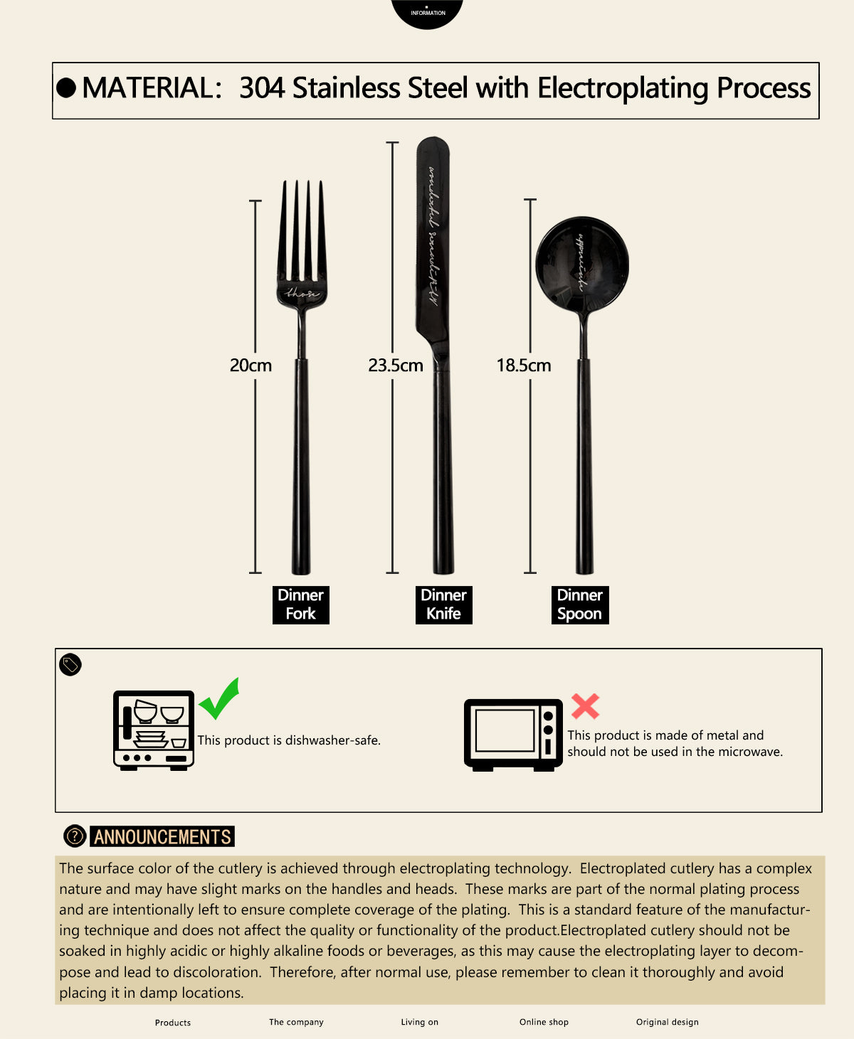 Premium & Unique Flatware Set - Black Polished Stainless Steel Utensils Service For 3, with Dinner Knife, Dinner Spoon, Dinner Fork, 3 Piece Place Setting