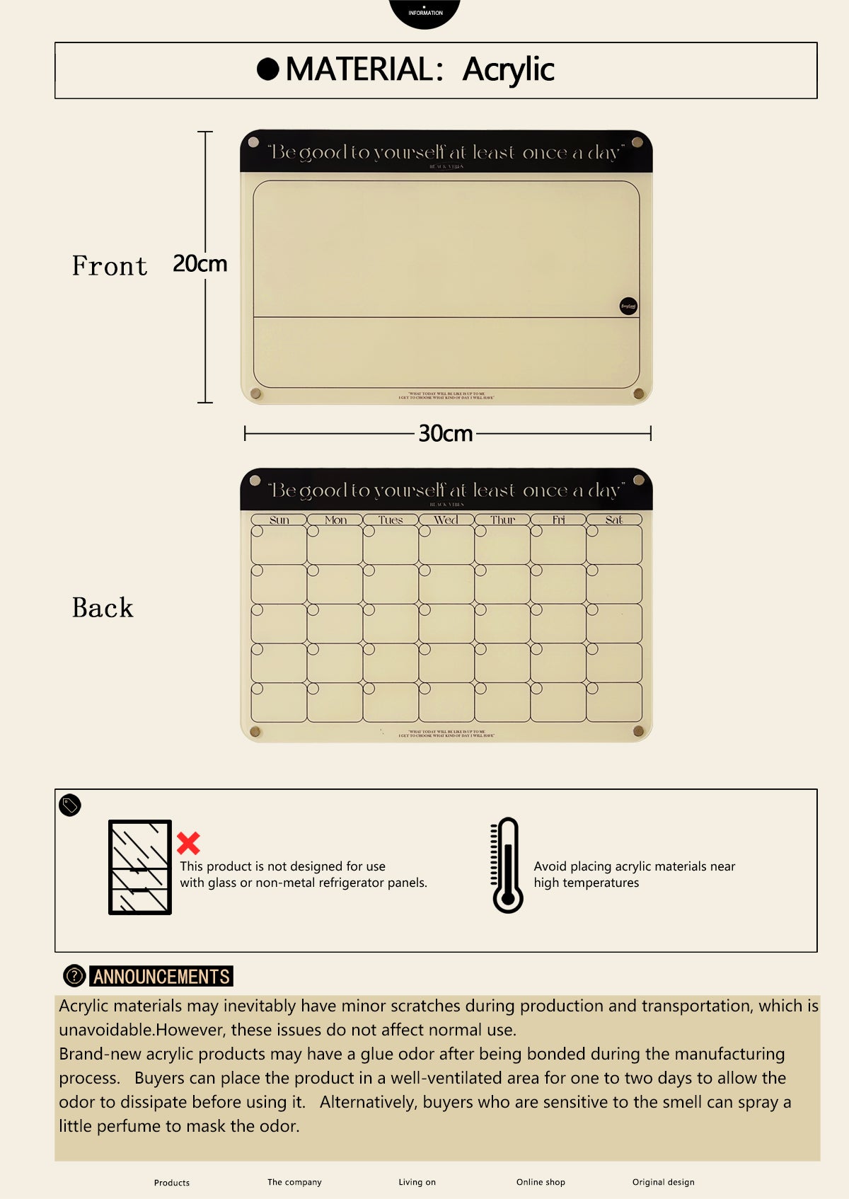 Acrylic Magnetic Dry Erase Board for Fridge，Planning Board Set, Clear Weekly Meal Planner with Whiteboard Memo, Menu Board for Kitchen