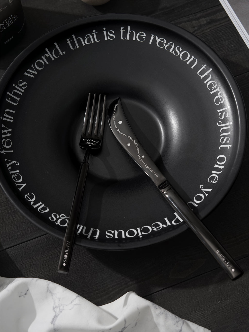 Stylish & Modern Flatware Set - Black Polished Stainless Steel Utensils Service for 3, with Dinner Knife, Dinner Spoon, Dinner Fork, 3 Piece Place Setting