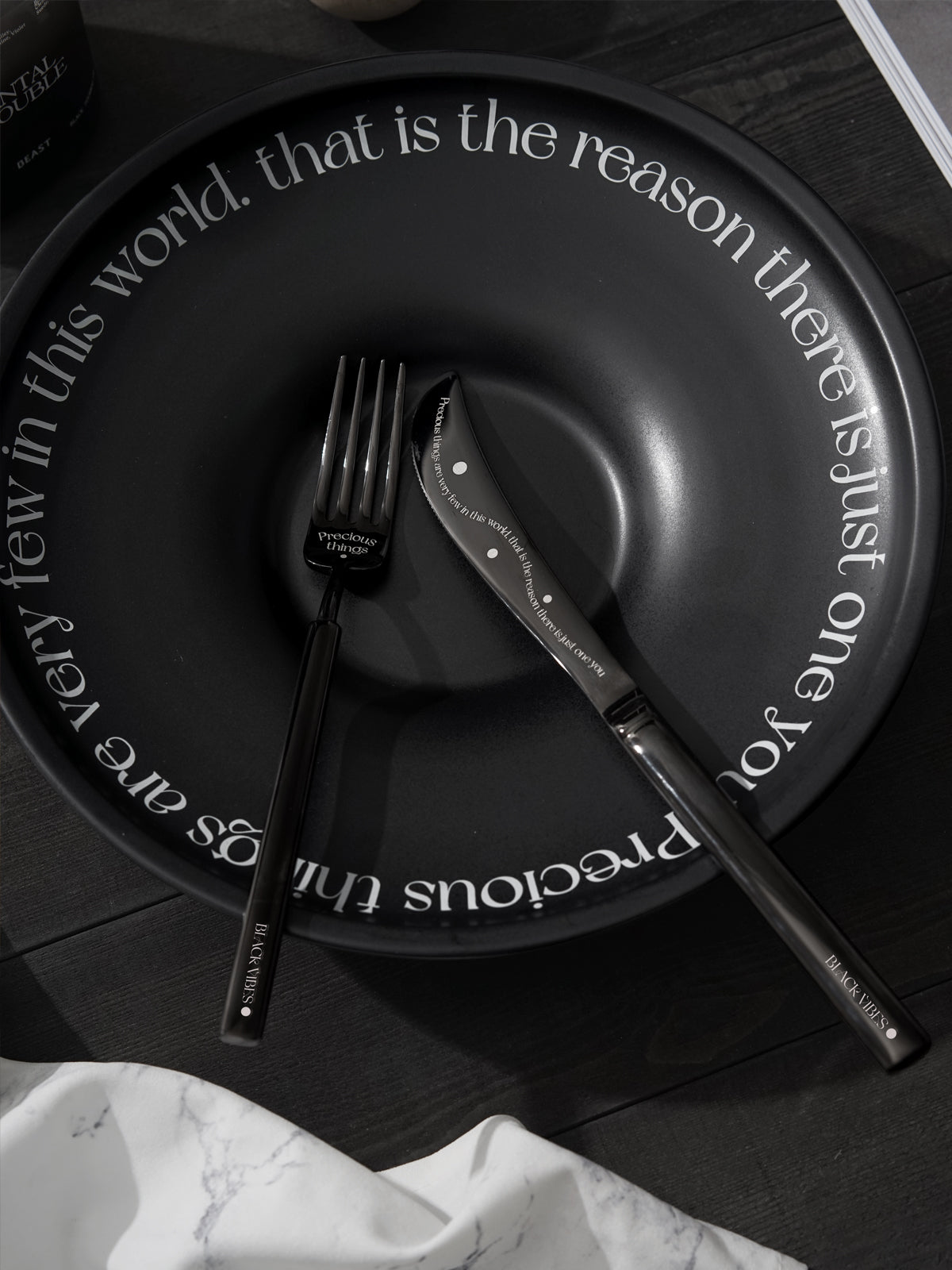 Stylish & Modern Flatware Set - Black Polished Stainless Steel Utensils Service for 3, with Dinner Knife, Dinner Spoon, Dinner Fork, 3 Piece Place Setting