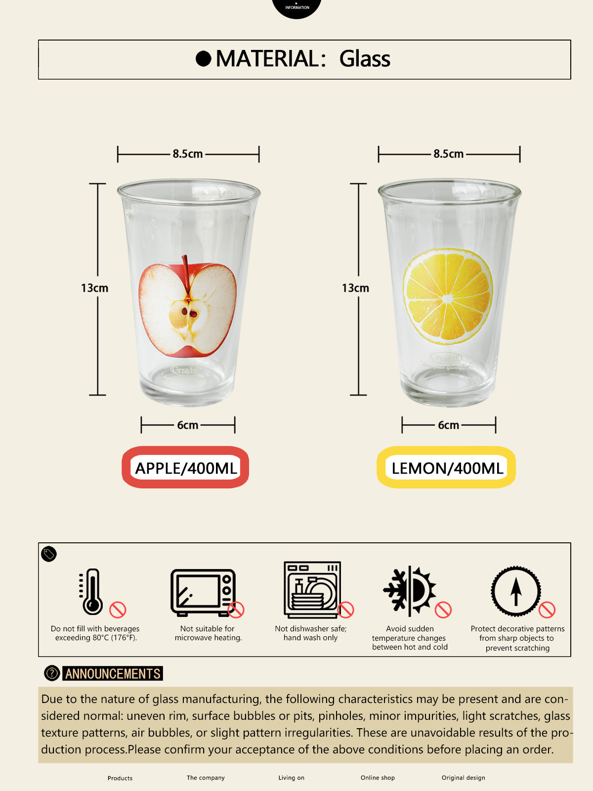 Apple Pattern Glass Cup Cold Drink Glassware