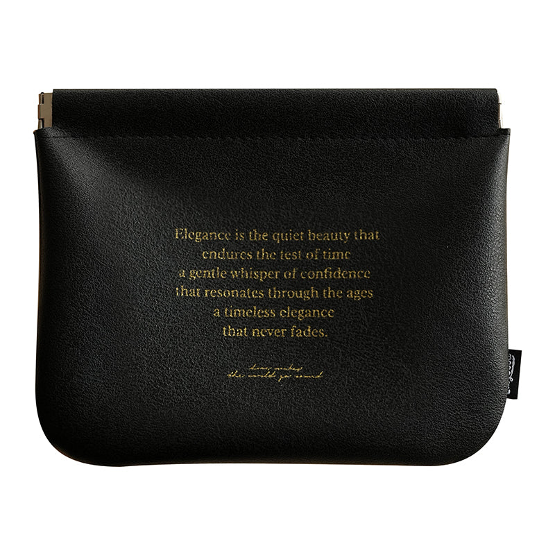 Automatic closure cosmetic organizer bag, travel-friendly, for storing data cables, miscellaneous items, passports, and coins.