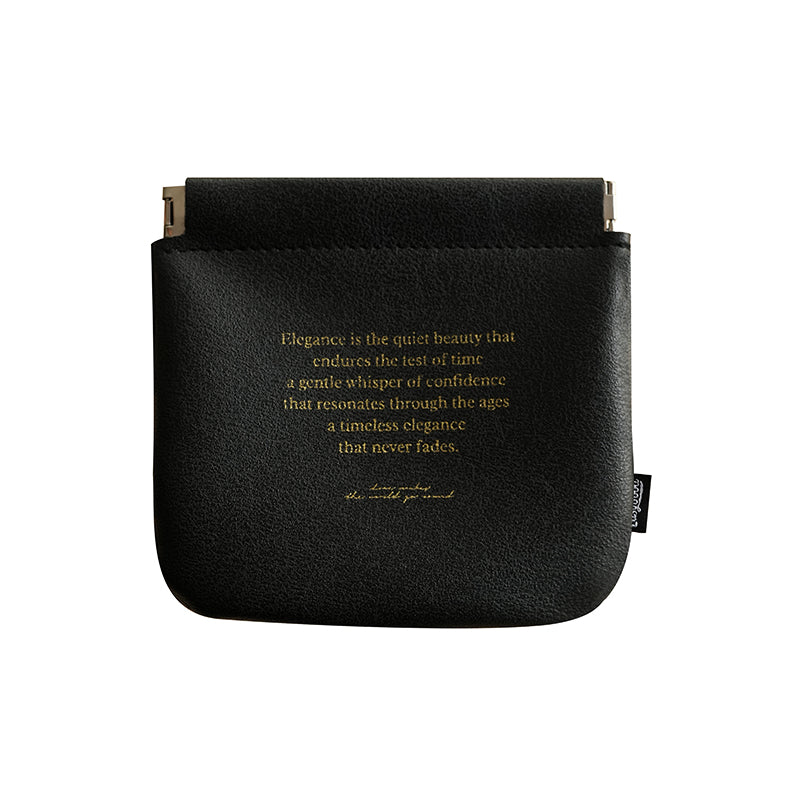 Automatic closure cosmetic organizer bag, travel-friendly, for storing data cables, miscellaneous items, passports, and coins.