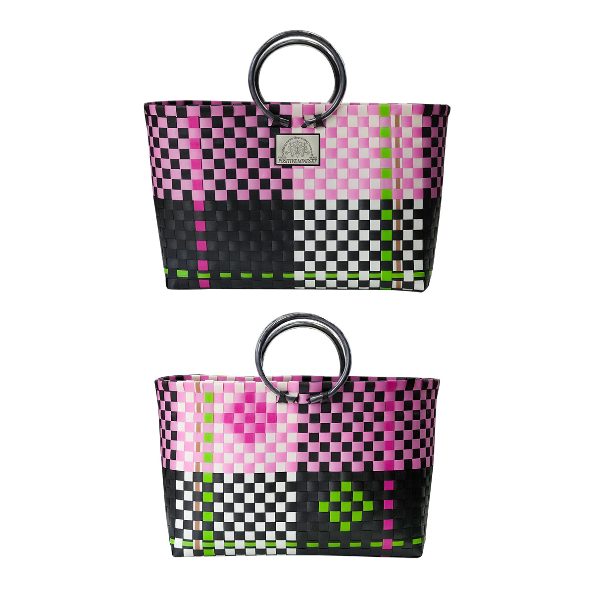 Handwoven Acrylic Tote Basket，Perfect for Market & Beach