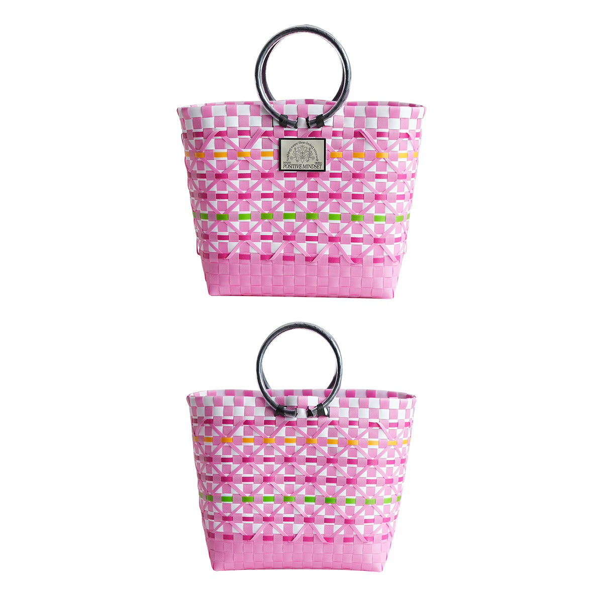 Handwoven Acrylic Tote Basket，Perfect for Market & Beach