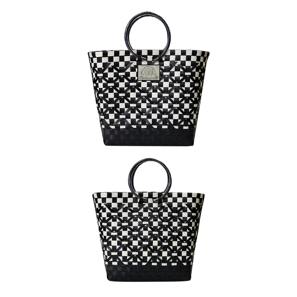 Handwoven Acrylic Tote Basket，Perfect for Market & Beach