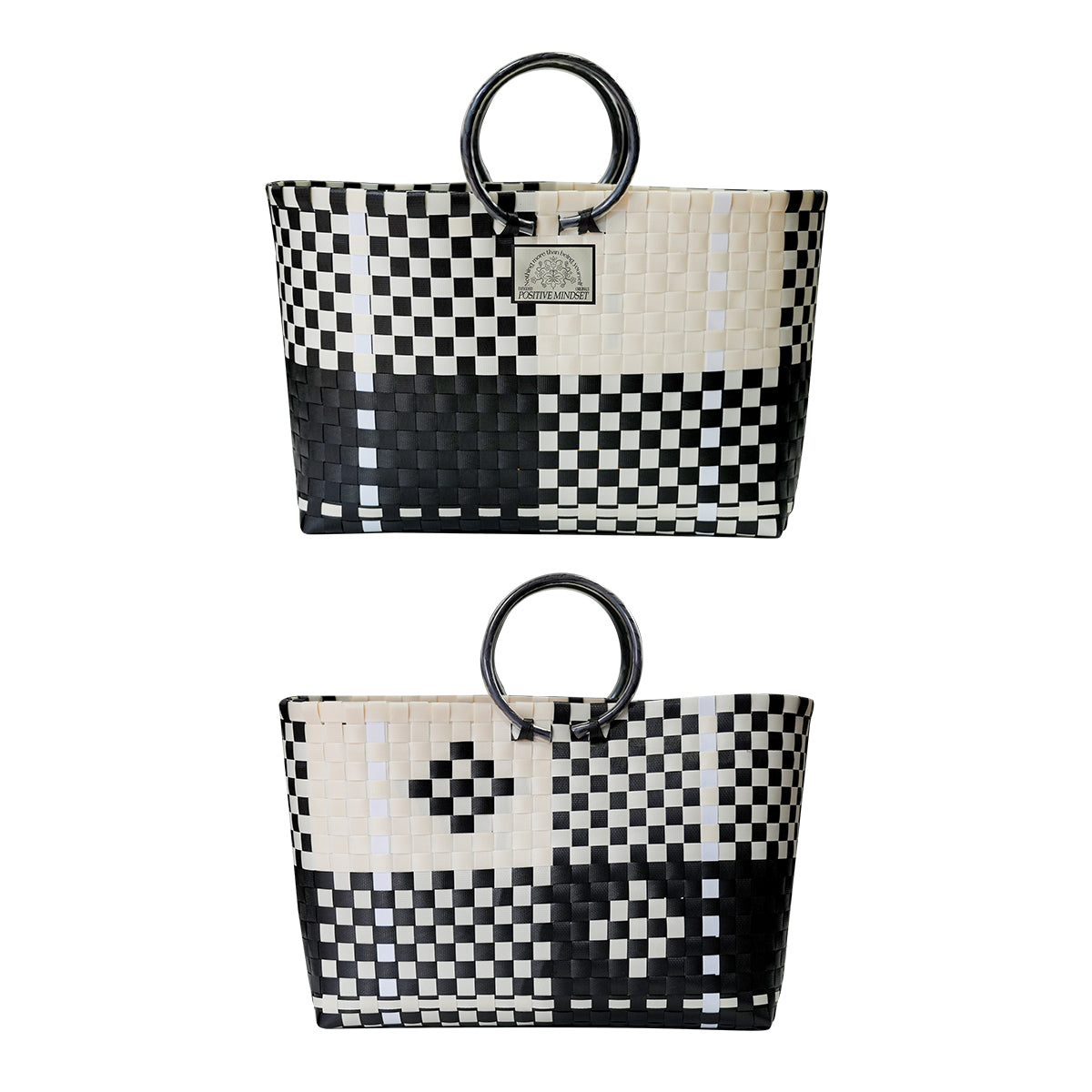 Handwoven Acrylic Tote Basket，Perfect for Market & Beach