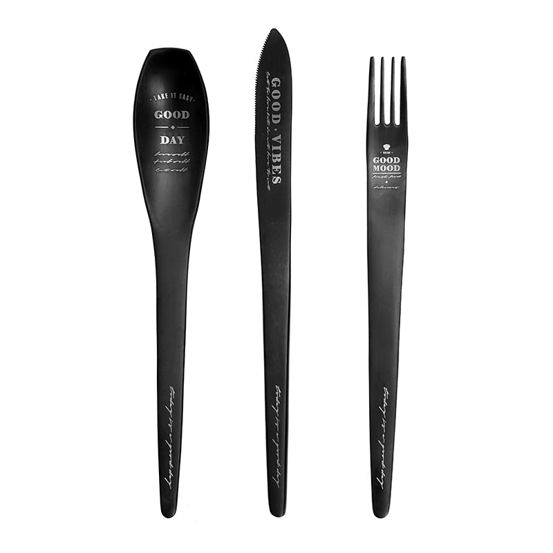Vintage & Beautiful Flatware Set Black Utensils Service For 5 with Dessert Fork,Dessert Spoon, Knife, Spoon, Dinner Fork，Stainless Steel Flatware, 5 Piece Place Setting