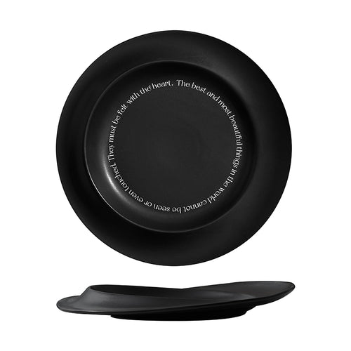 10" Dinner Plates, Premium Glossy Black Ceramic. Suitable for dessert, salad, appetizer, small lunch, breakfast, steak. Dishwasher and microwave safe. Ideal for Michelin-level presentation.