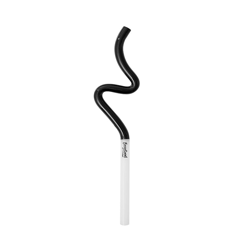 Reusable Bent Glass Straw, High Borosilicate Glass Straw for Adults and Kids, Suitable for Smoothies, Milk, Water, Juice, and Coffee