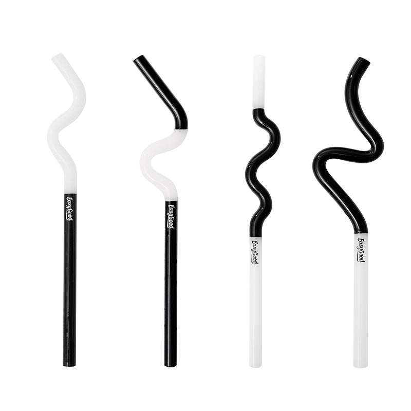 Reusable Bent Glass Straw, High Borosilicate Glass Straw for Adults and Kids, Suitable for Smoothies, Milk, Water, Juice, and Coffee